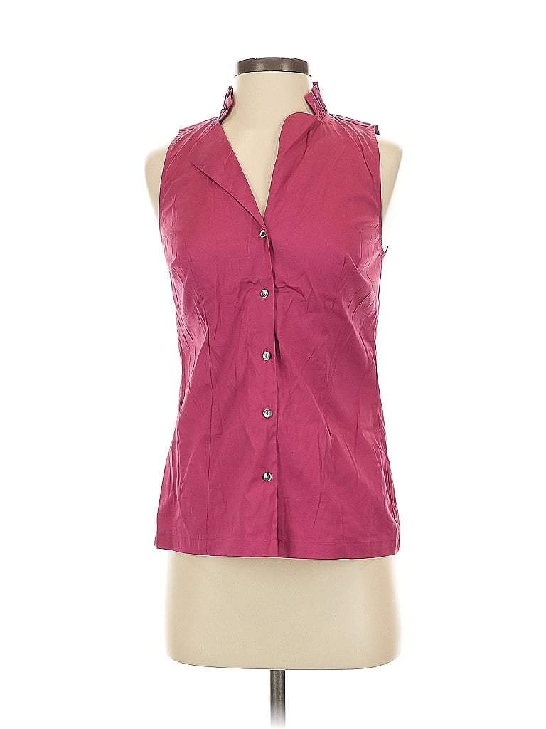 Ann Taylor Factory Sleeveless Button Down Shirt In Pink