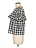 Saylor 100% Cotton Checkered-gingham Black Short Sleeve Blouse Size M - photo 4