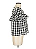 Saylor 100% Cotton Checkered-gingham Black Short Sleeve Blouse Size M - photo 3