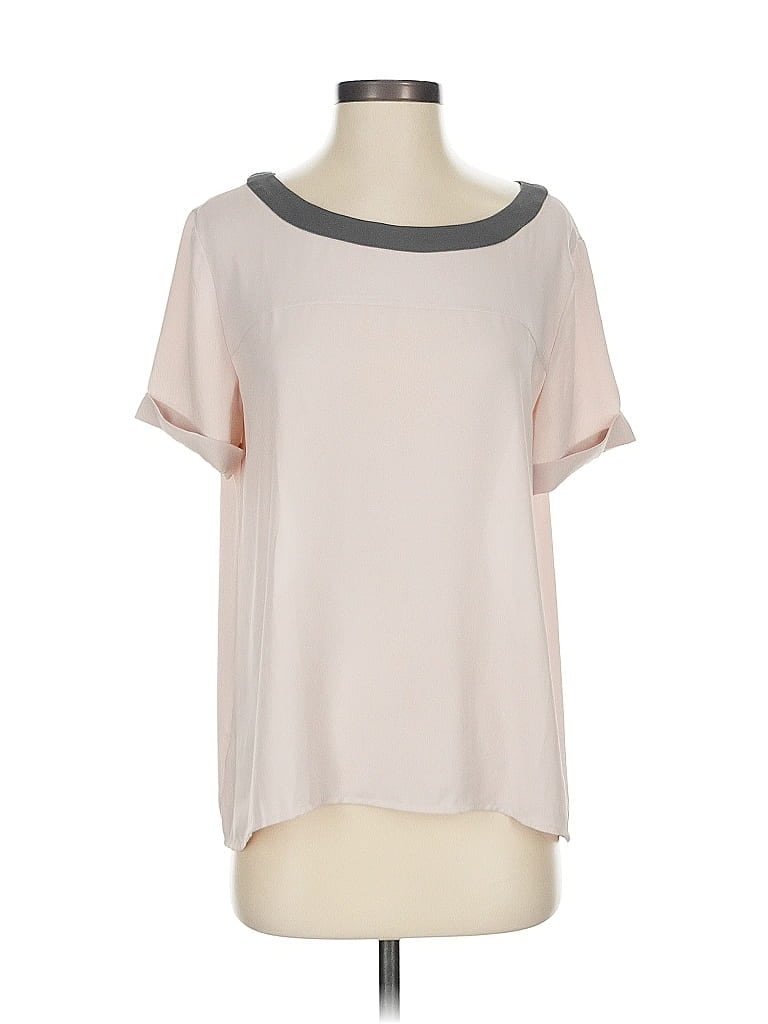 Pre-owned Ann Taylor Loft Short Sleeve Blouse In Gray