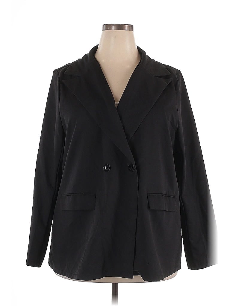 Pre-owned Shein Curve Blazer Jacket In Black