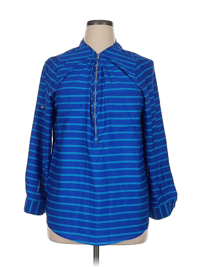 Pre-owned Calvin Klein 3/4 Sleeve Blouse In Blue