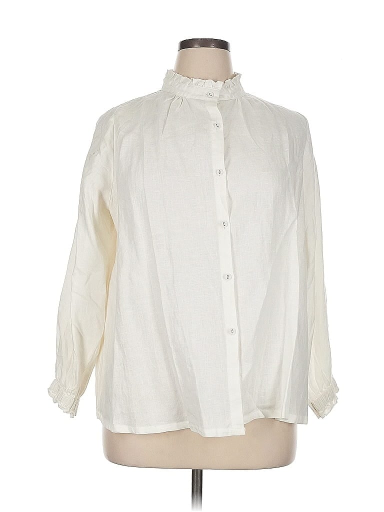Pre-owned Unbranded 3/4 Sleeve Blouse In White