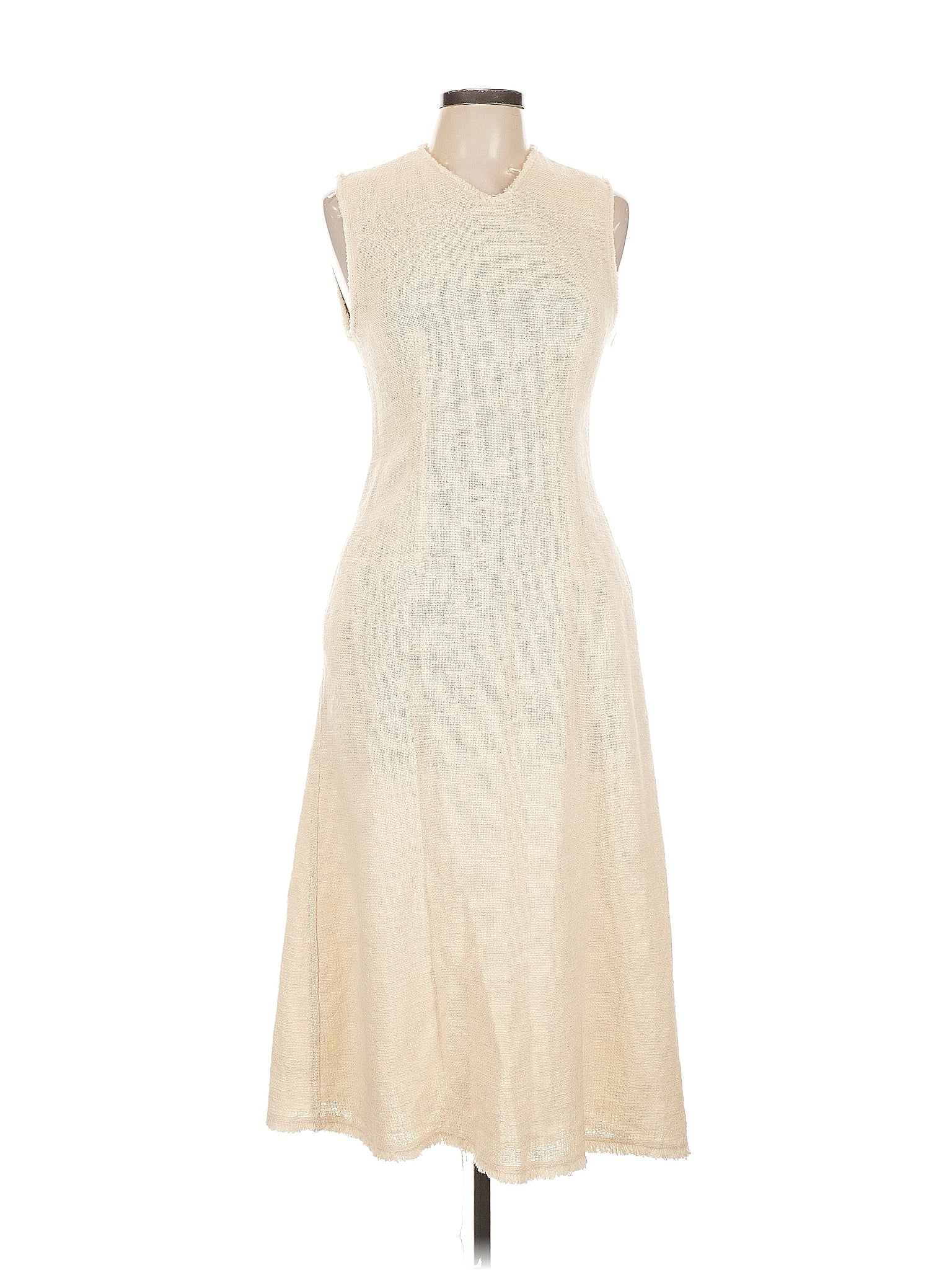 Zara 100% Cotton Ivory Casual Dress Size M