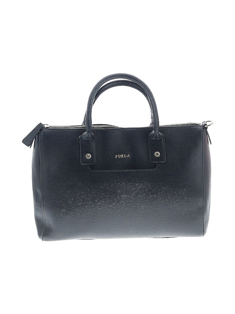 FURLA 100% Leather Solid Black Leather Satchel One size - photo 1