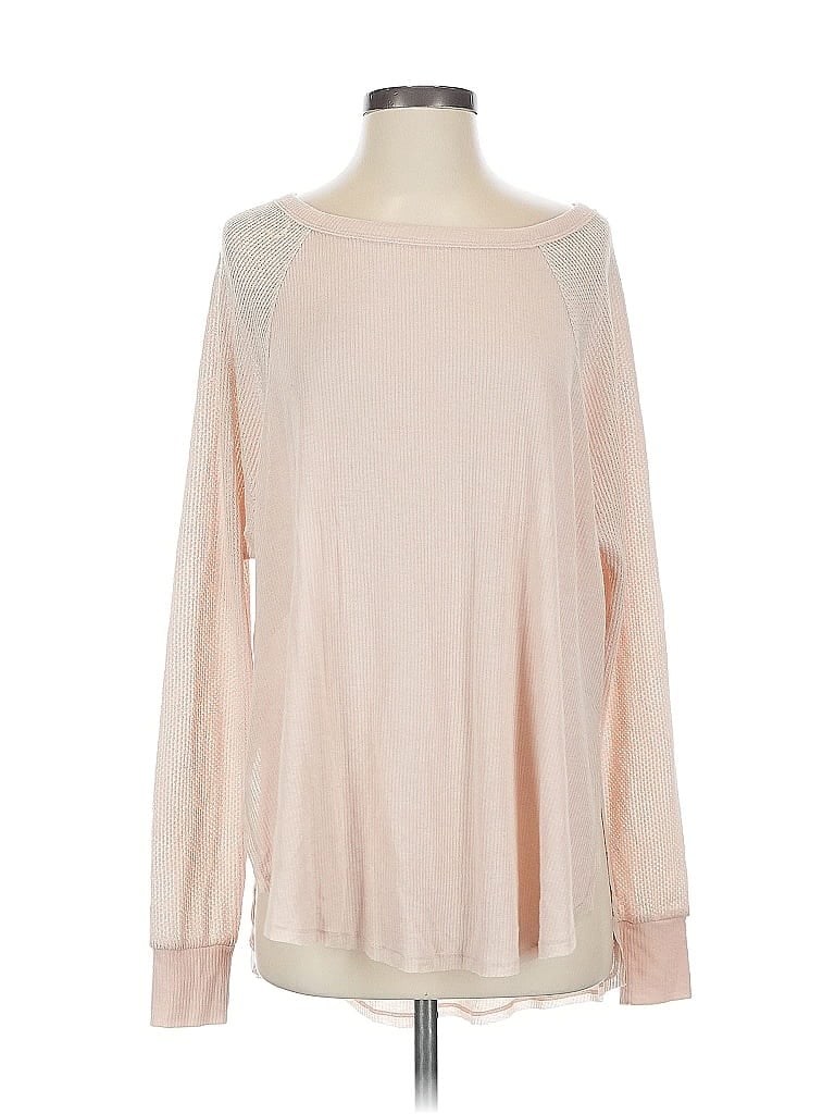 Pre-owned Out From Under Long Sleeve Top Pink Boatneck Tops