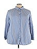 Roaman's Stripes Blue Long Sleeve Button-Down Shirt Size 26 - photo 1