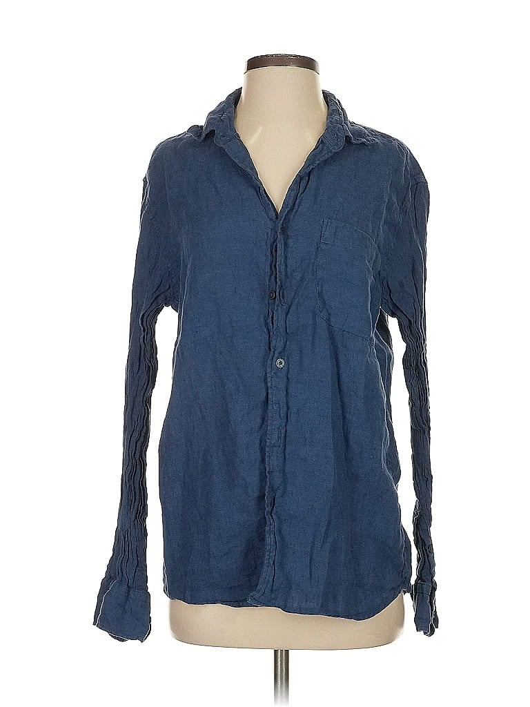 Pre-owned Uniqlo Long Sleeve Button Down Shirt In Blue