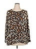 Belle By Kim Gravel Animal Print Brown Long Sleeve Blouse Size 2X - photo 1