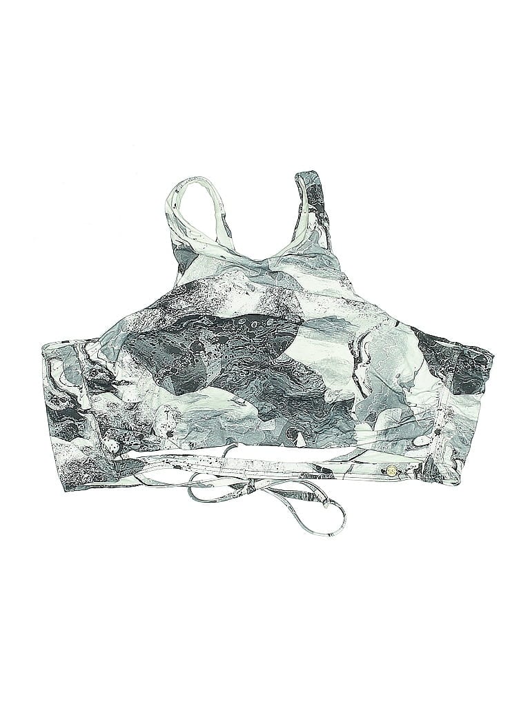 Pre-owned Sun Seeker Swimsuit Top Gray Camo Pattern Swimwear