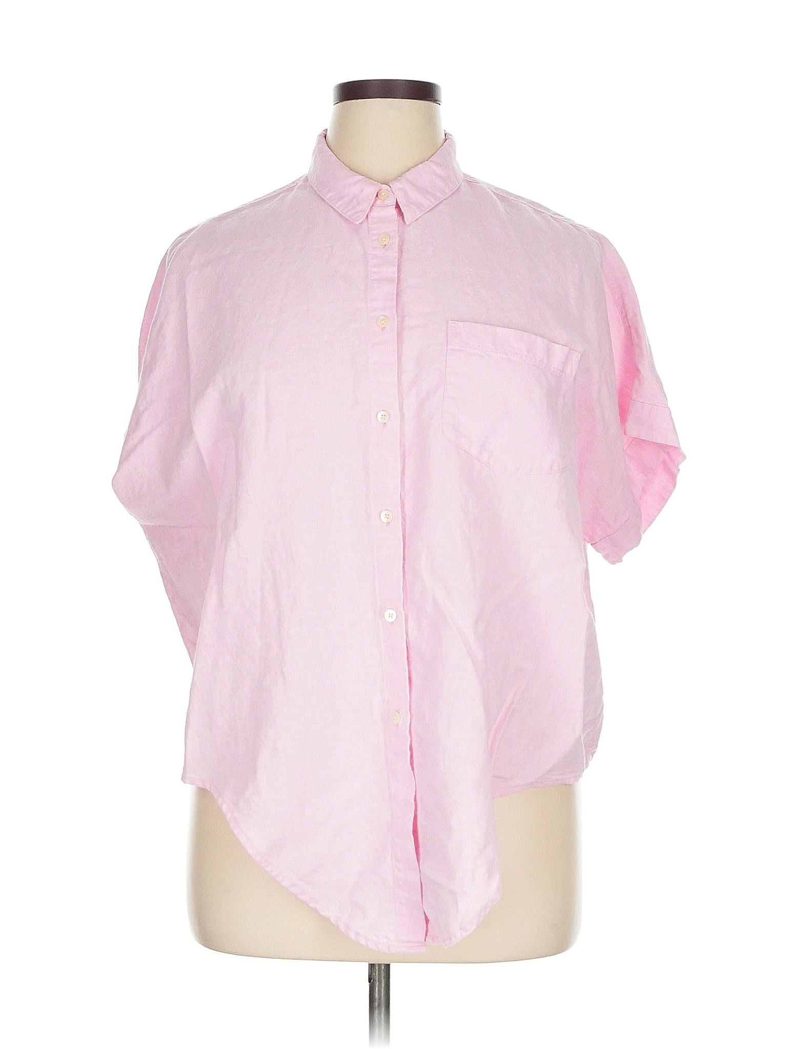 Madewell Pink Short Sleeve Button-Down Shirt Size XL