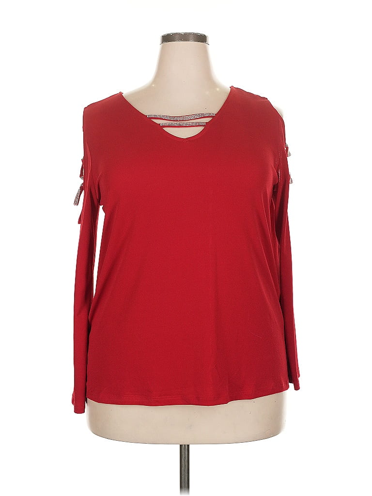 NY Collection Red Long Sleeve Top Size XL - photo 1