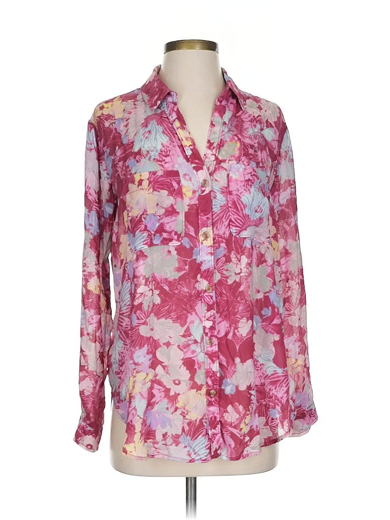 Pre-owned Pilcro Long Sleeve Blouse In Pink