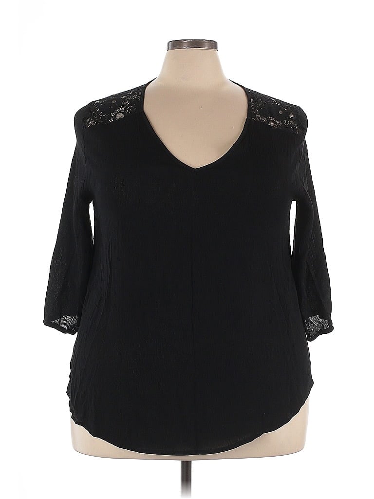Ambiance Black 3/4 Sleeve Top Size 3X - photo 1