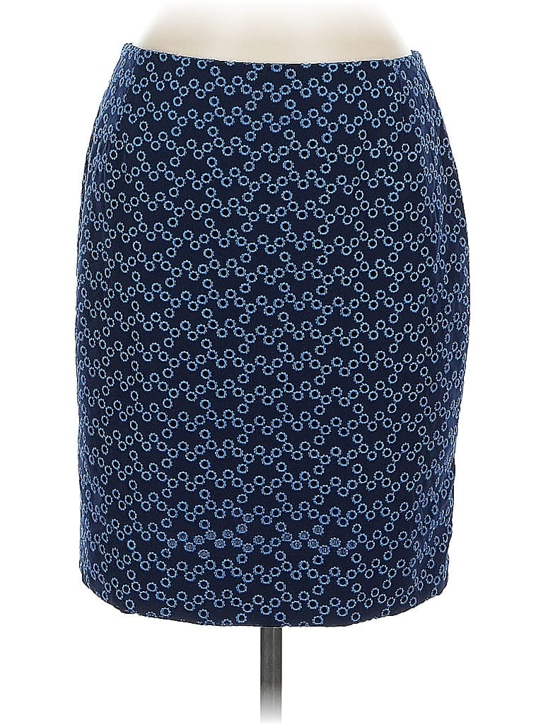 Akris Punto 100% Polyester Print Blue Casual Skirt Size 6 - photo 1