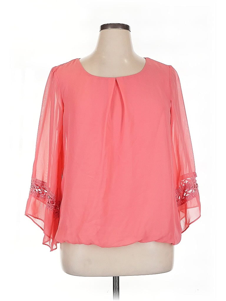 Pre-owned Ab Studio 3/4 Sleeve Blouse In Pink