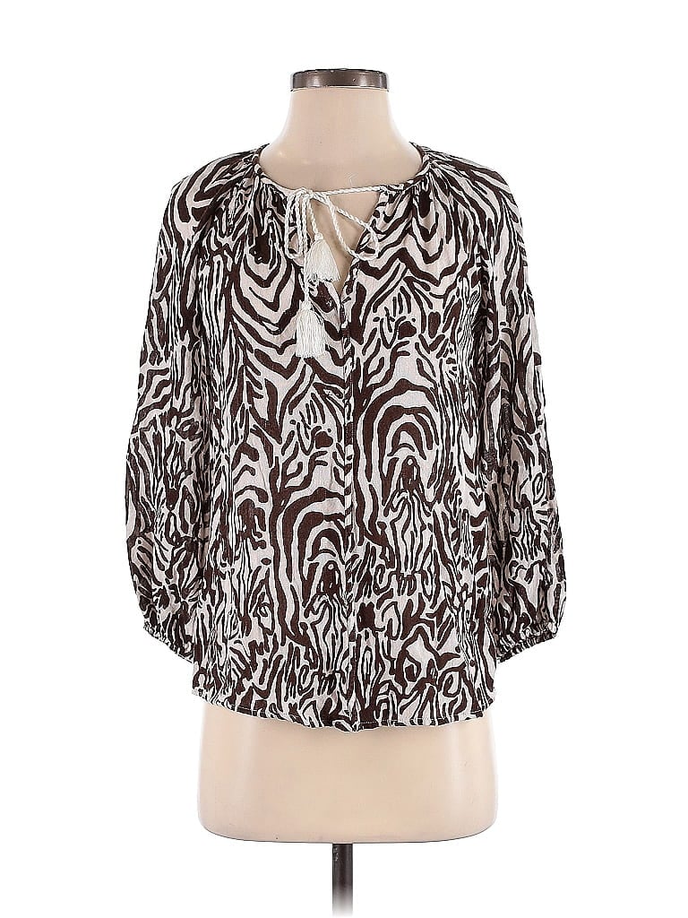 Pre-owned Lilly Pulitzer 3/4 Sleeve Blouse In Brown