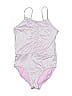 Justice Chevron-herringbone Silver One Piece Swimsuit Size 16 - 18 - photo 1