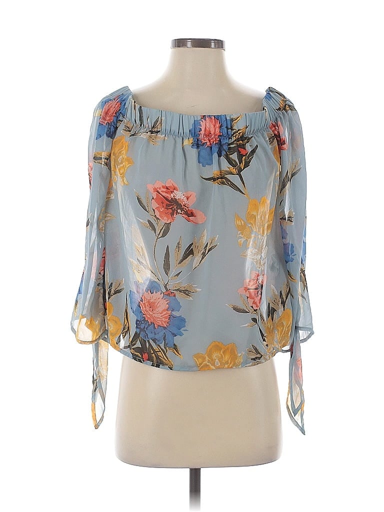 Pre-owned Lucky Brand 3/4 Sleeve Blouse In Blue