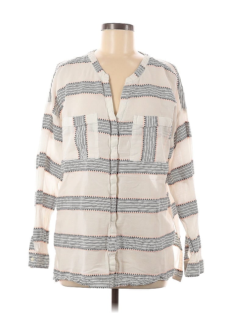 Pre-owned Old Navy Long Sleeve Blouse In White