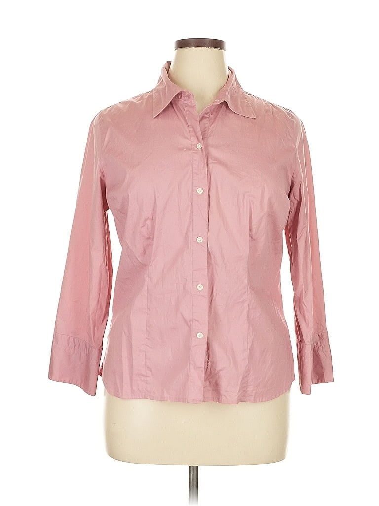 Pre-owned Merona 3/4 Sleeve Button Down Shirt In Pink