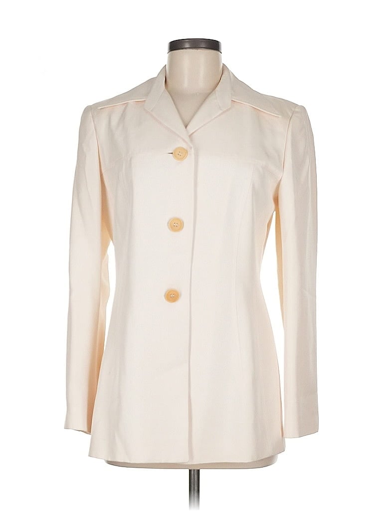 Pre-owned Tahari Silk Blazer Jacket In White