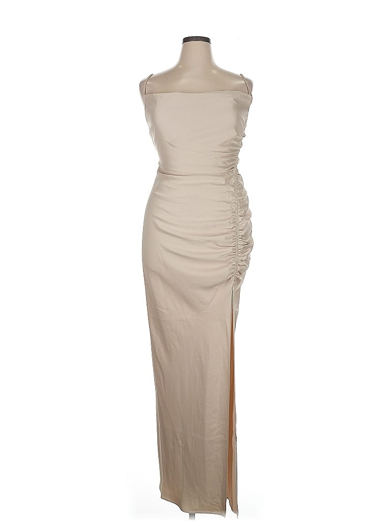BHLDN 100% Polyester Tan Ivory Cocktail Dress Size 14 - photo 1