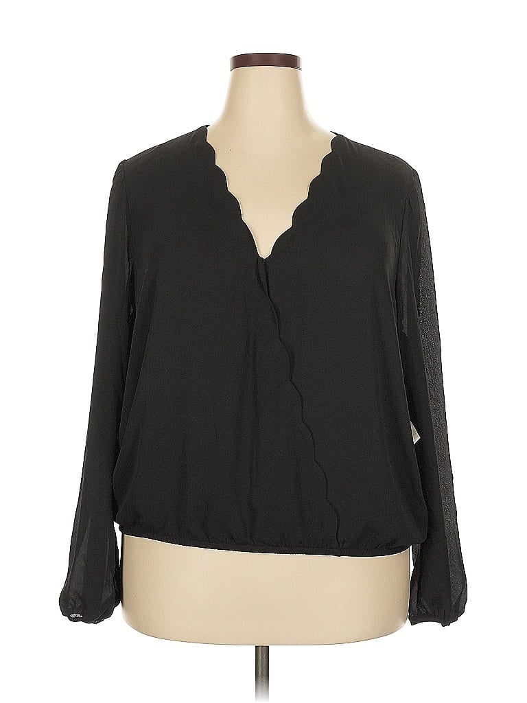 Nine Britton 100% Polyester Black Long Sleeve Blouse Size XXL - photo 1
