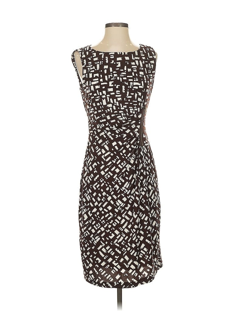 Tahari by ASL Graphic Brown Cocktail Dress Size 4 - photo 1