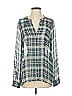 Joie 100% Silk Plaid Gray Long Sleeve Silk Top Size S - photo 1