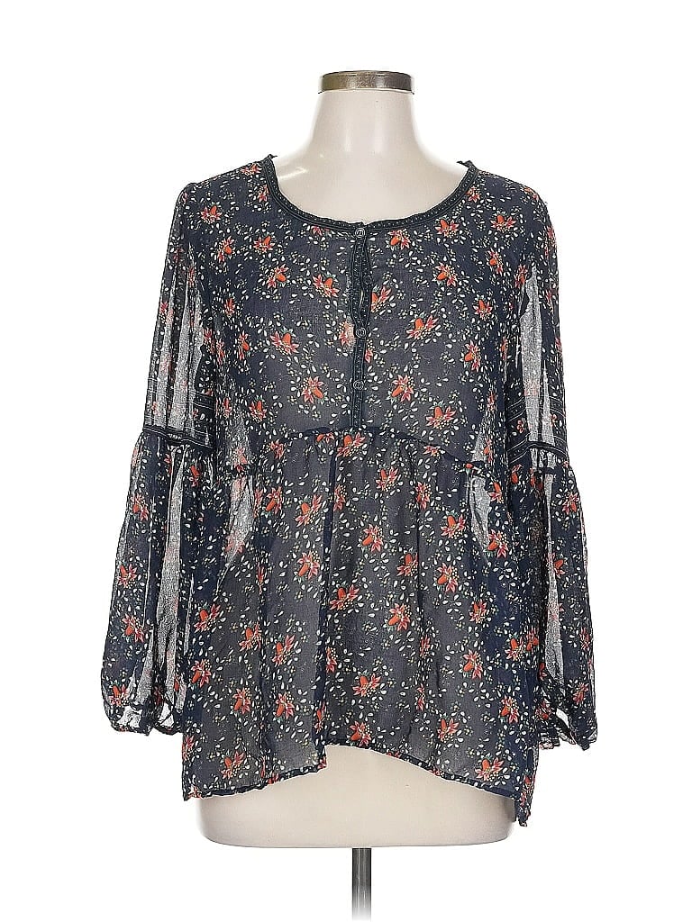 Pre-owned Max Studio Long Sleeve Blouse In Blue