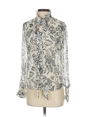 Badgley Mischka Long Sleeve Silk Top (view 1)