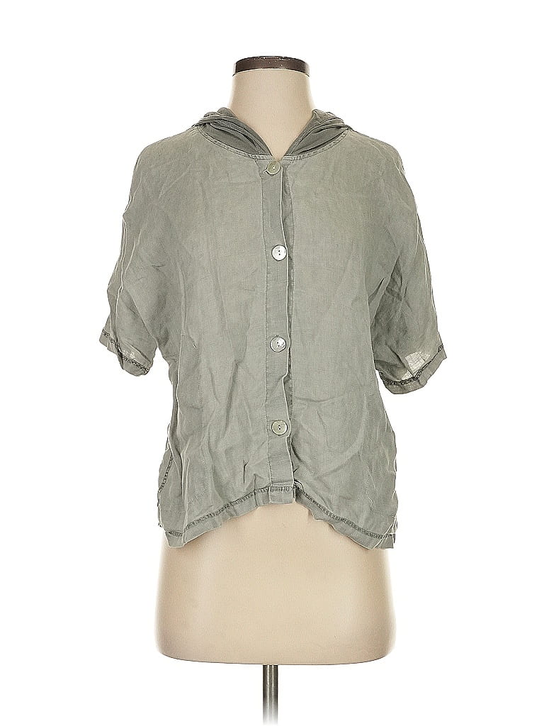 XCVI 100% Cotton Gray 3/4 Sleeve Button-Down Shirt Size XS - photo 1