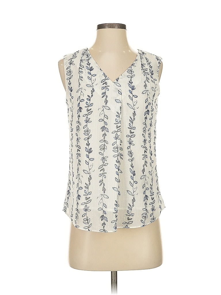 Pre-owned Aqua Tank Top Ivory Plunge Neckline Tops In White