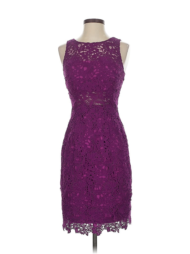 ML Monique Lhuillier 100% Polyester Purple Cocktail Dress Size 2 - photo 1