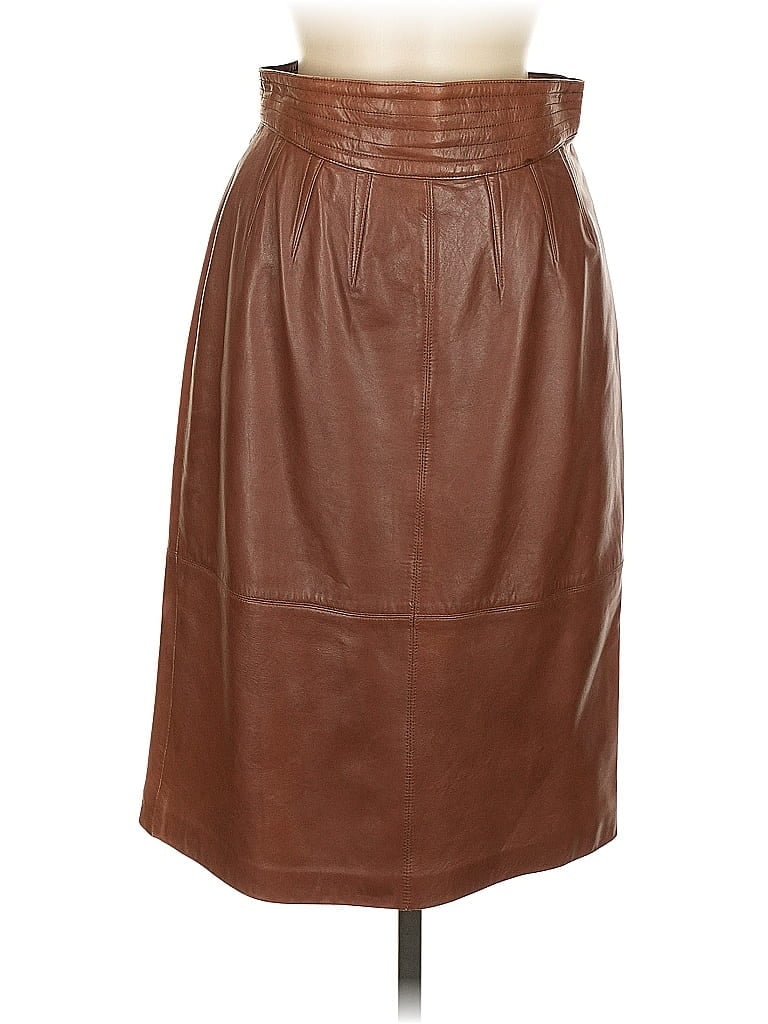 Escada 100% Leather Brown Leather Skirt Size EU 38 / US 8 - photo 1