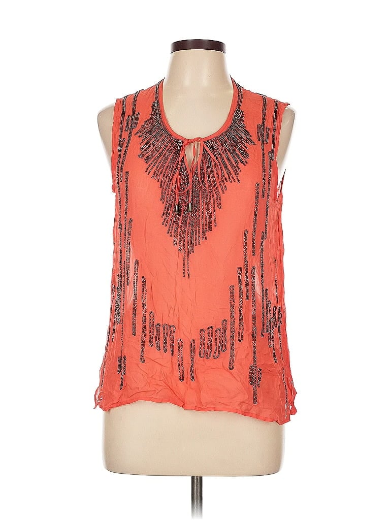 Alberto Makali 100% Polyester Orange Sleeveless Blouse Size L - photo 1