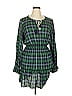 Sail to Sable 100% Rayon Plaid Green Casual Dress Size XL - photo 1