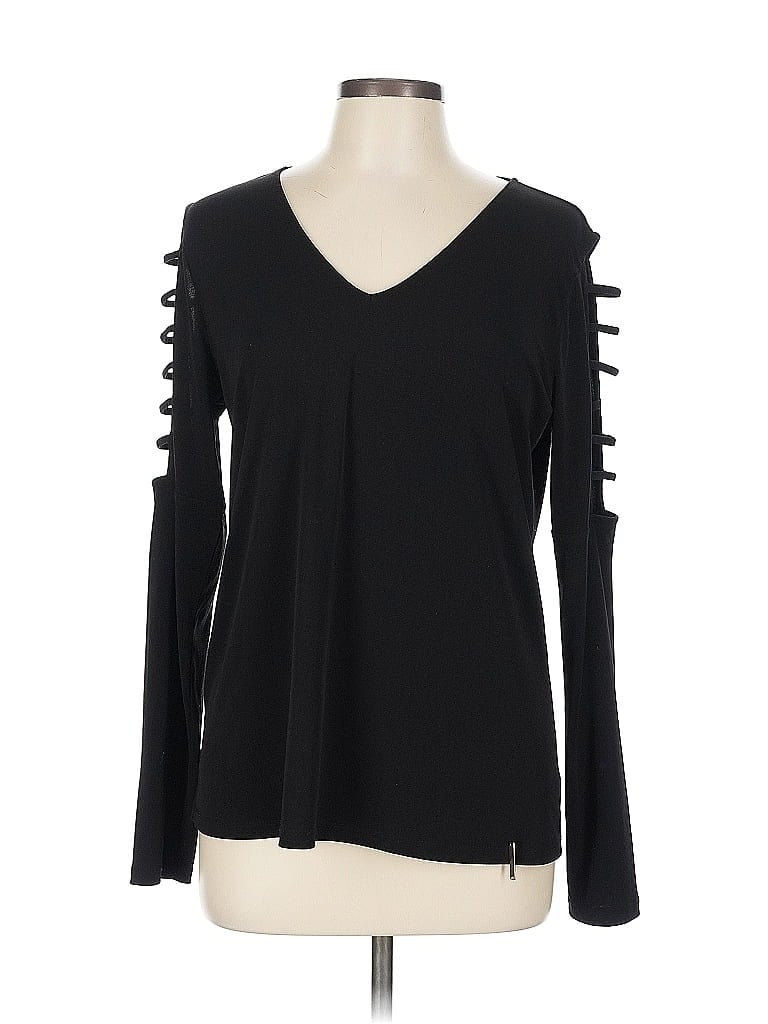 Pre-owned Michael Michael Kors Long Sleeve Top Black Cold Shoulder Neckline Tops