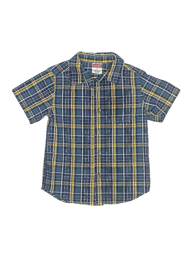 Wrangler Jeans Co Plaid Blue Short Sleeve Button-Down Shirt Size 4 - photo 1