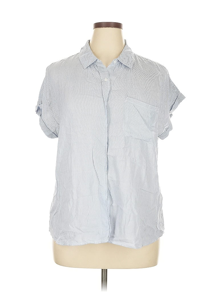 Cosmic Blue Love 100% Rayon Blue Short Sleeve Button-Down Shirt Size XL - photo 1