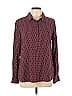 Cosmic Blue Love 100% Rayon Polka Dots Burgundy Long Sleeve Button-Down Shirt Size L - photo 1