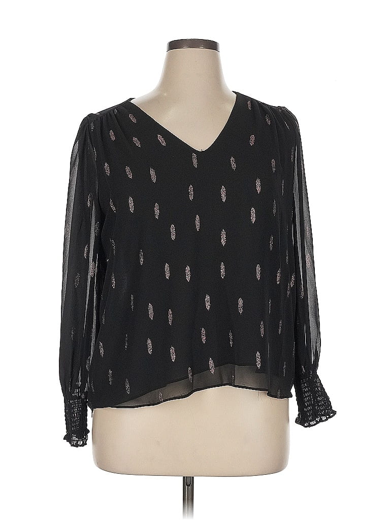 Pre-owned 1.state Long Sleeve Blouse In Black