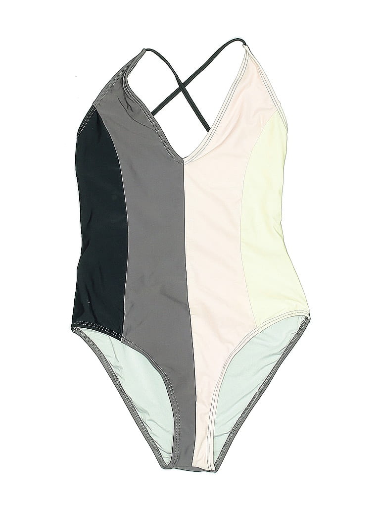 Cupshe Color Block Gray One Piece Swimsuit Size S - photo 1