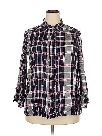 Roaman's 3/4 Sleeve Button-Down Shirt (view 1)