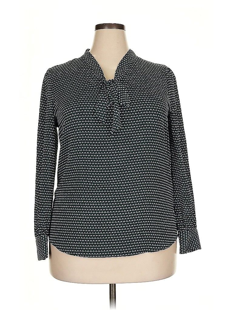 Pre-owned Adrianna Papell Long Sleeve Blouse In Blue