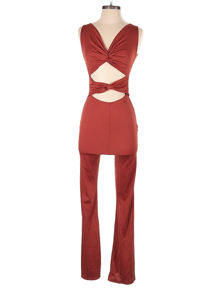 Pre-owned Prettylittlething Jumpsuit In Burgundy
