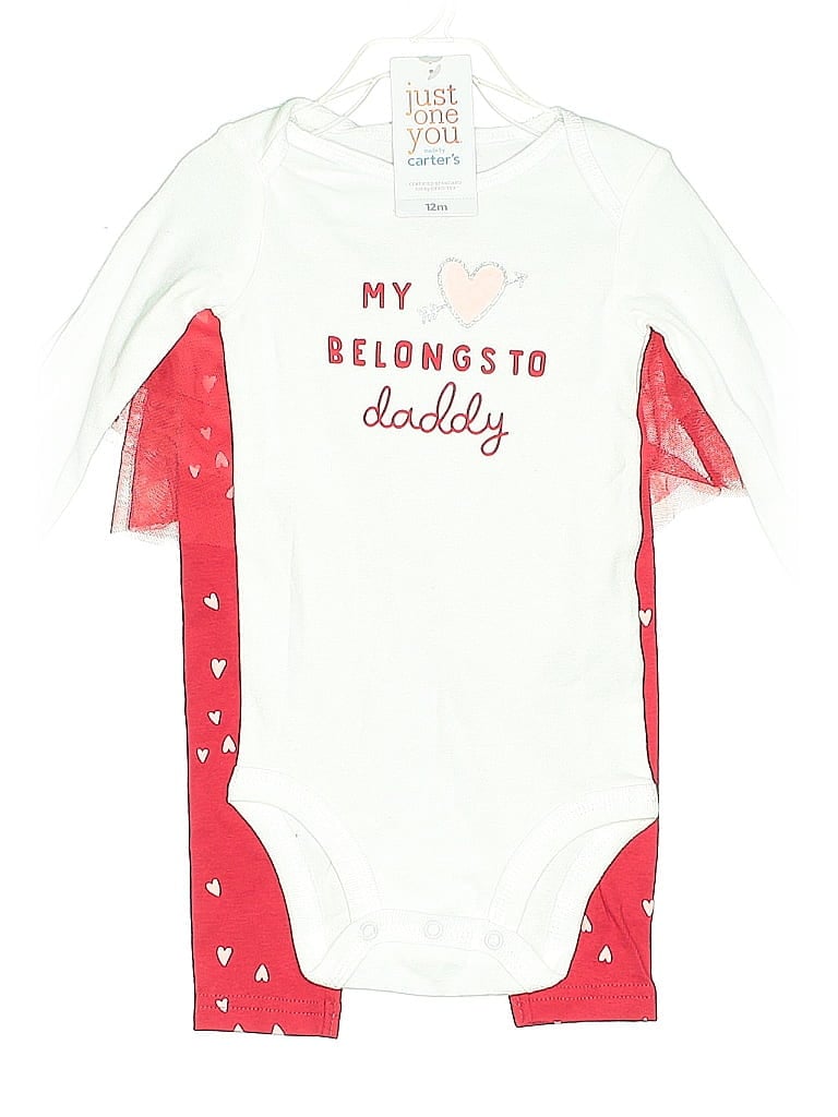 Just One You Made by Carter's 100% Cotton Print White Short Sleeve Onesie 9-12 MO / 12 MO - photo 1