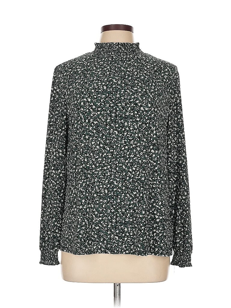 Pre-owned Anne Klein Long Sleeve Blouse In Green