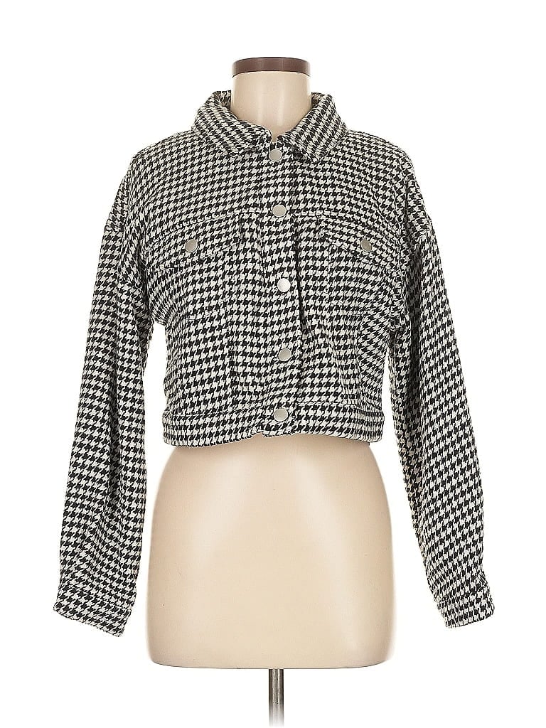 Vigoss 100% Polyester Houndstooth Black Gray Jacket Size S - photo 1